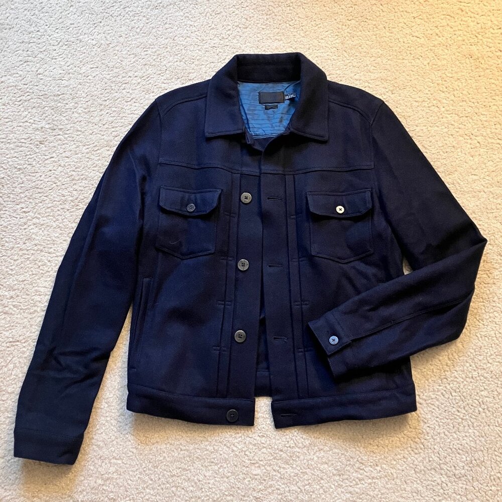 Converse x Jack Purcell navy wool Type 2 trucker jacket